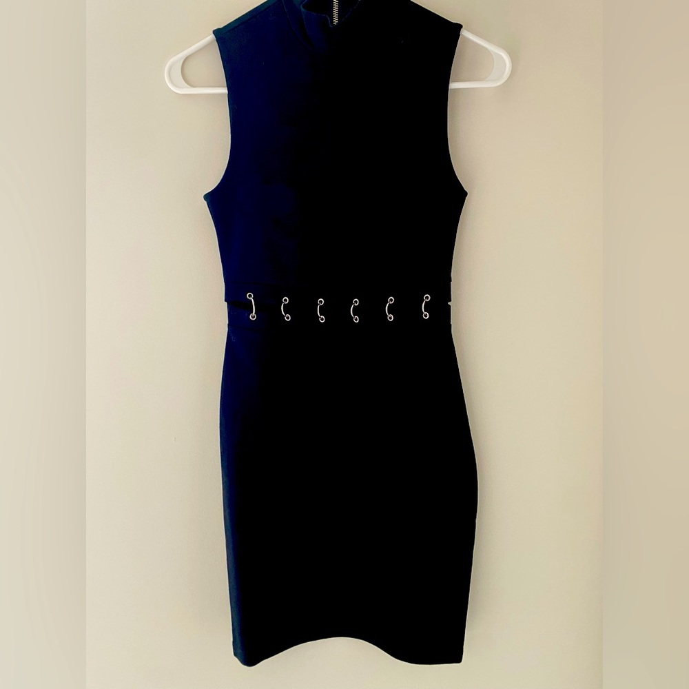 XS silver piercing detail dress